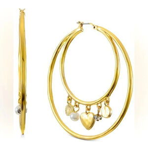 Anthropologie Gold Charms Hoop Earrings